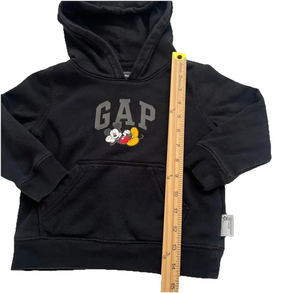 GAP x Disney Mickey Mouse Black Hoodie Sweatshirt Baby 3 Years Fleece